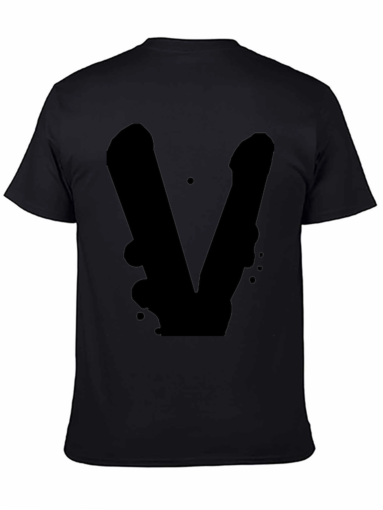 Black T-Shirt with Abstract V Design