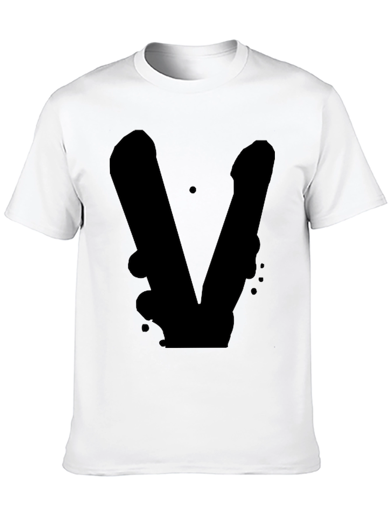 Black T-Shirt with Abstract V Design