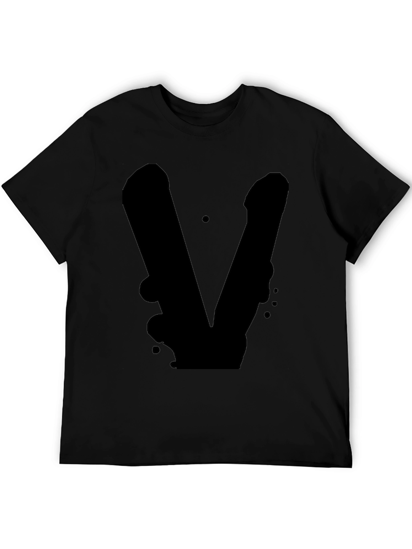 Black T-Shirt with Abstract V Design
