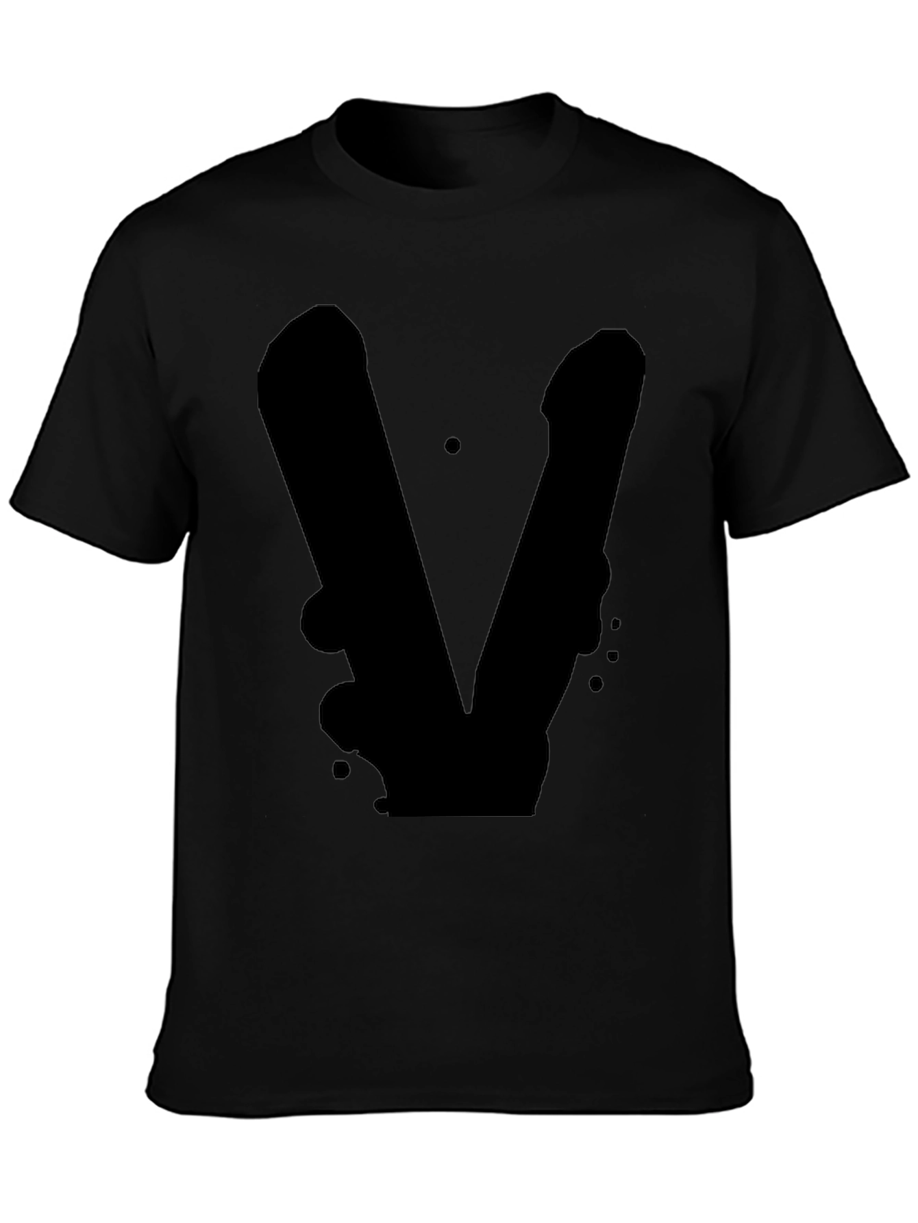 Black T-Shirt with Abstract V Design