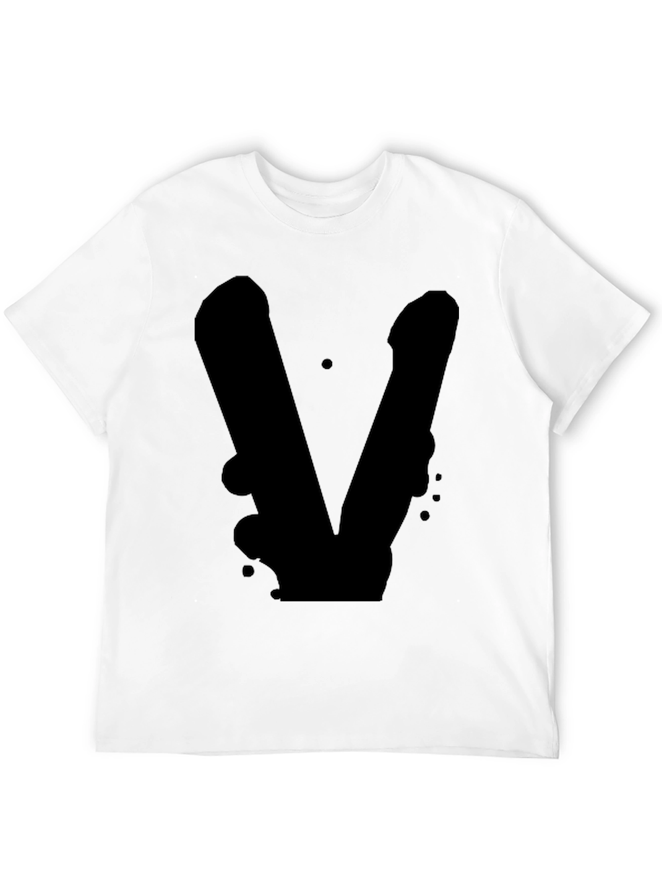 Black T-Shirt with Abstract V Design