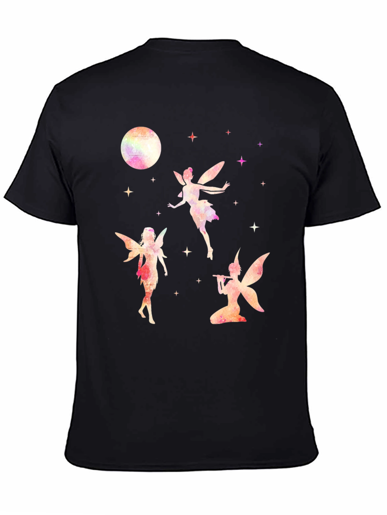 Fairy Moon Graphic Tee - Whimsical Black T-Shirt