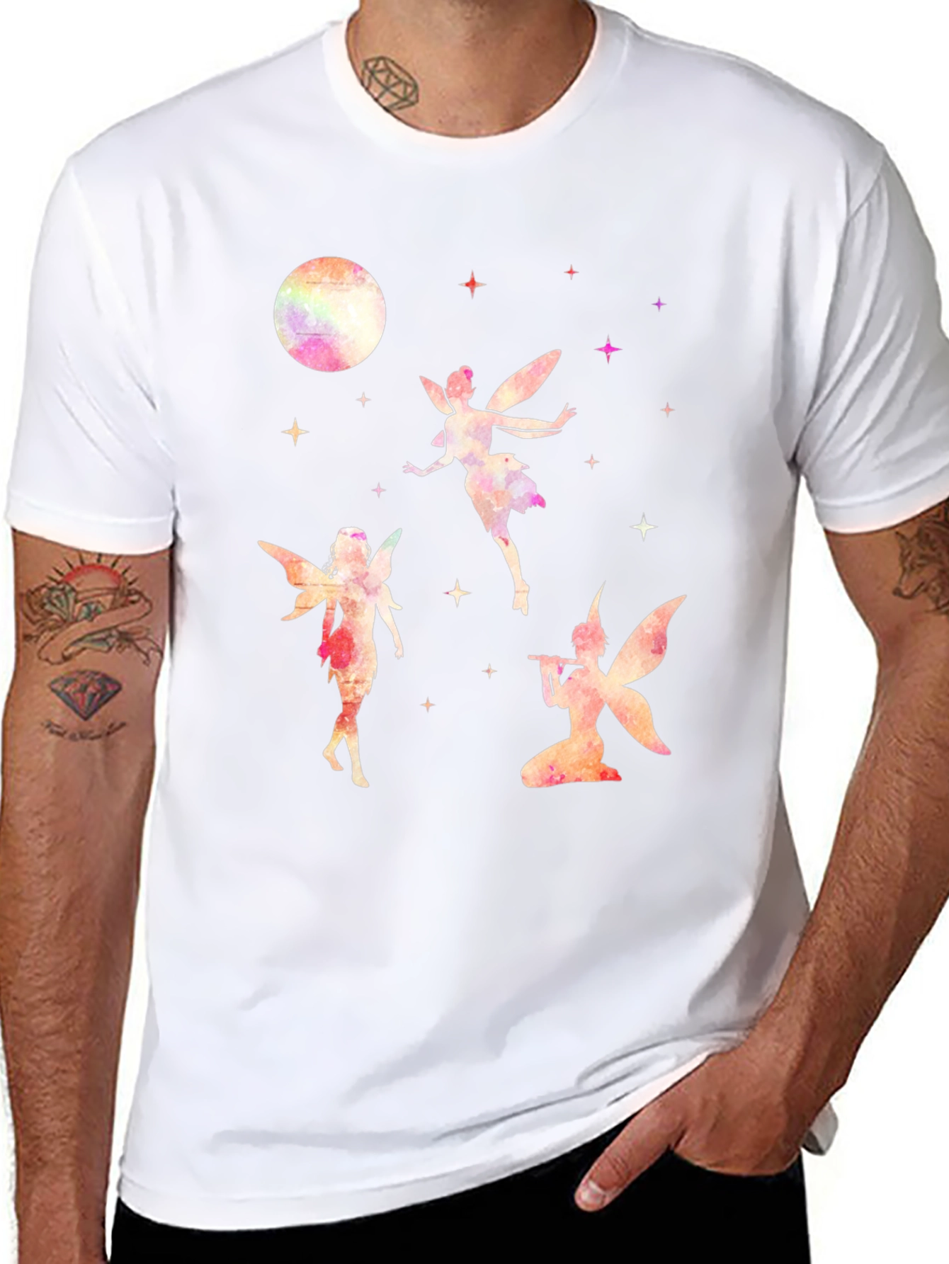 Fairy Moon Graphic Tee - Whimsical Black T-Shirt