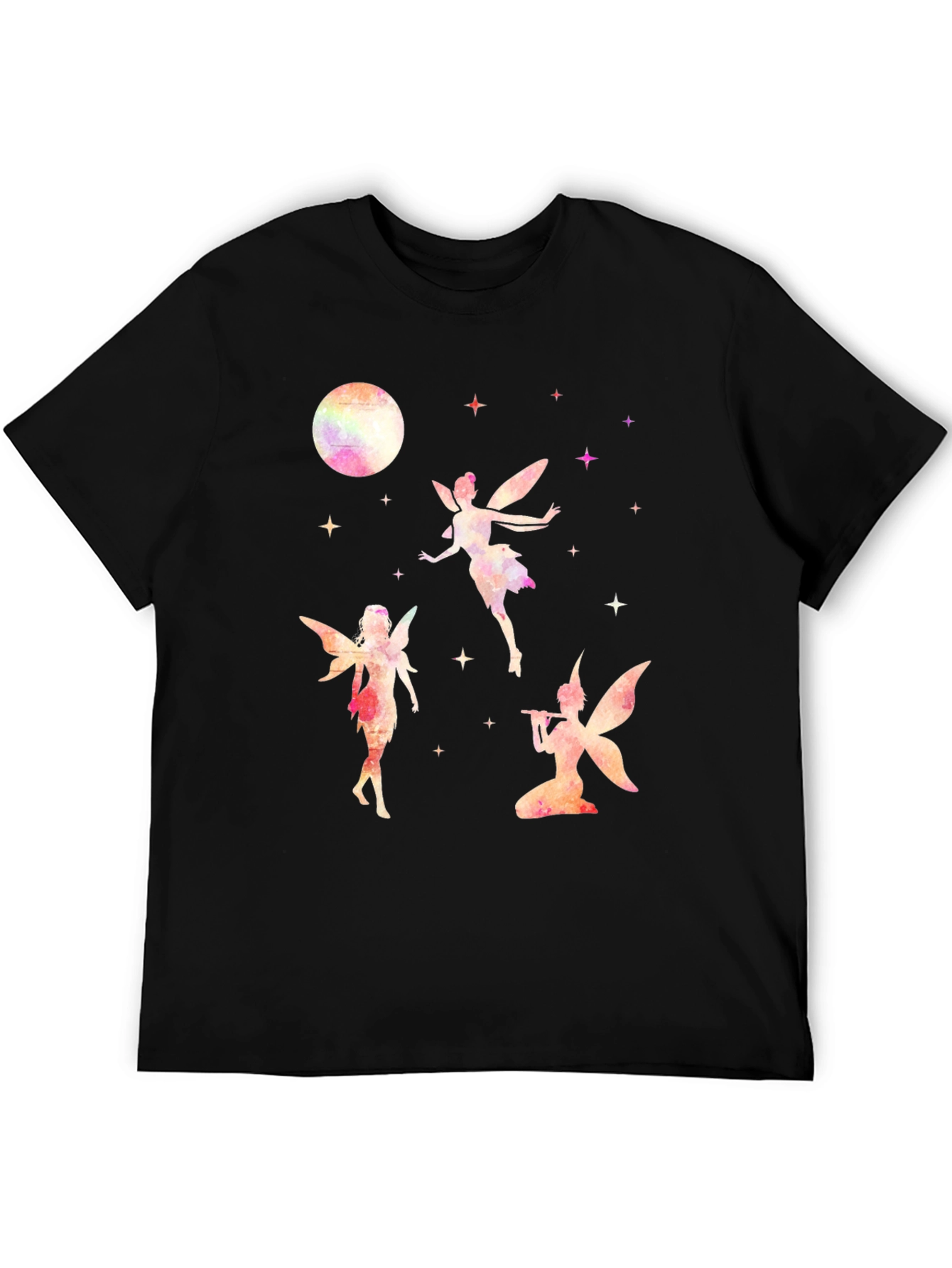 Fairy Moon Graphic Tee - Whimsical Black T-Shirt
