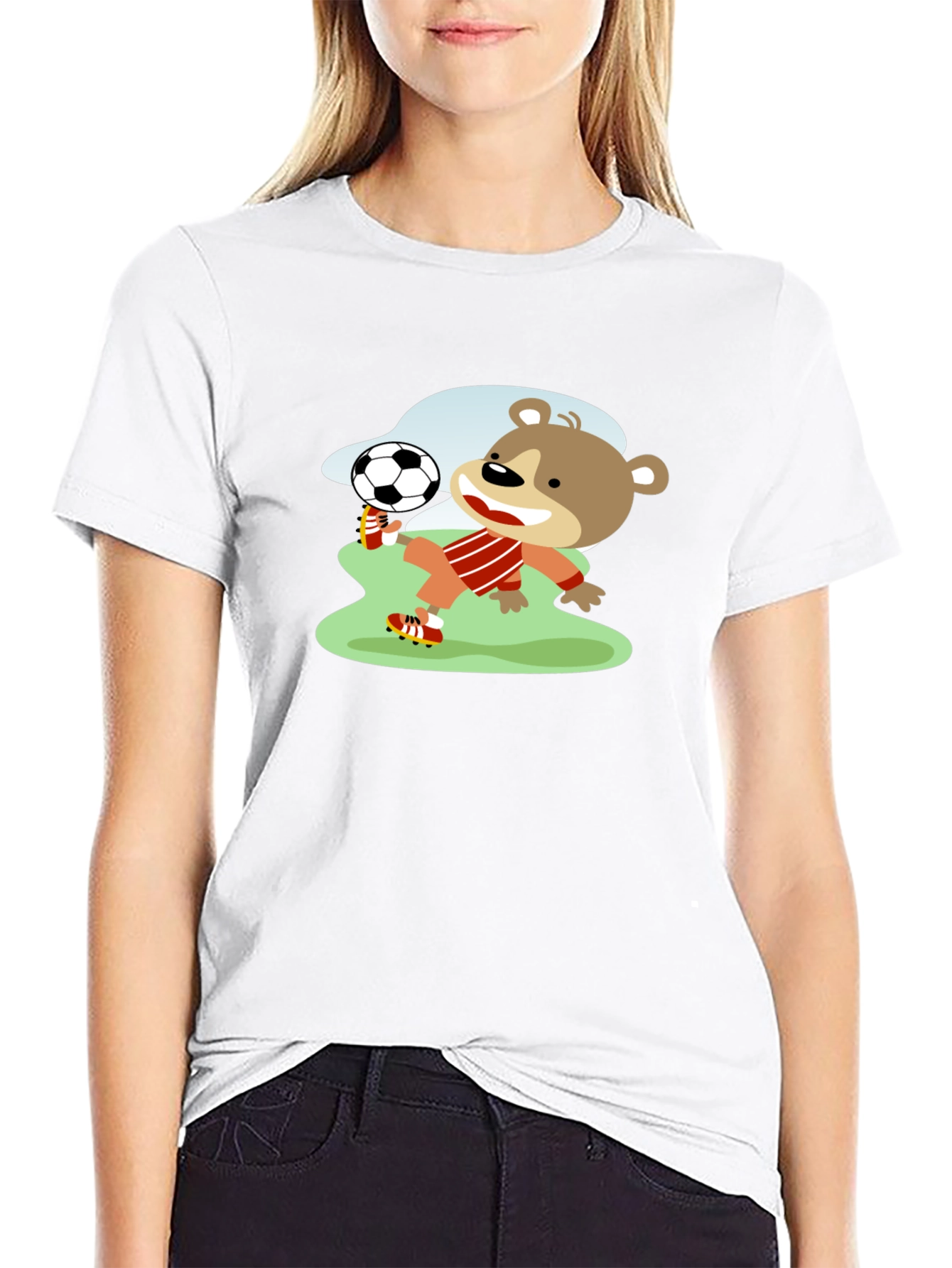 Bear Soccer Player Graphic T-Shirt