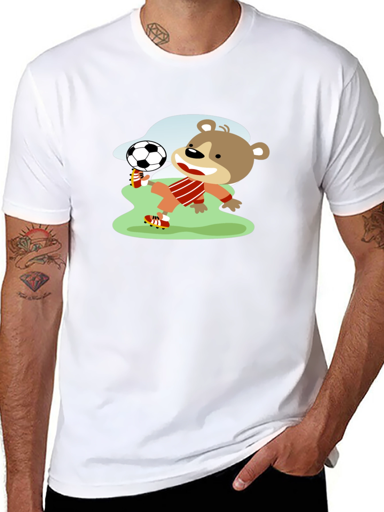 Bear Soccer Player Graphic T-Shirt