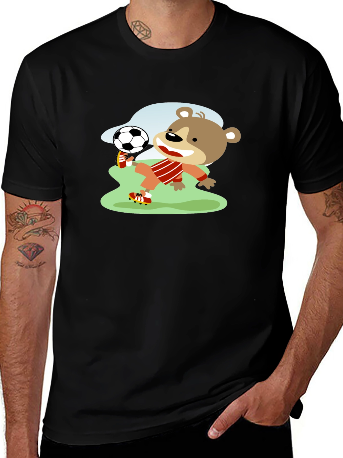 Bear Soccer Player Graphic T-Shirt