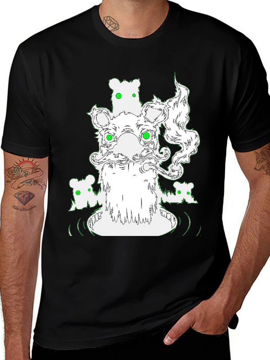 Cool Graphic Bear T-Shirt - Black Cotton Tee