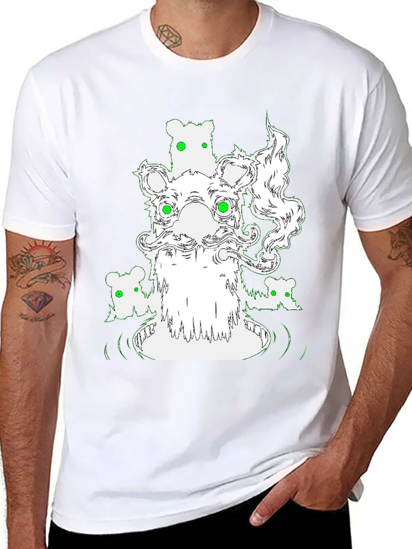 Cool Graphic Bear T-Shirt - Black Cotton Tee