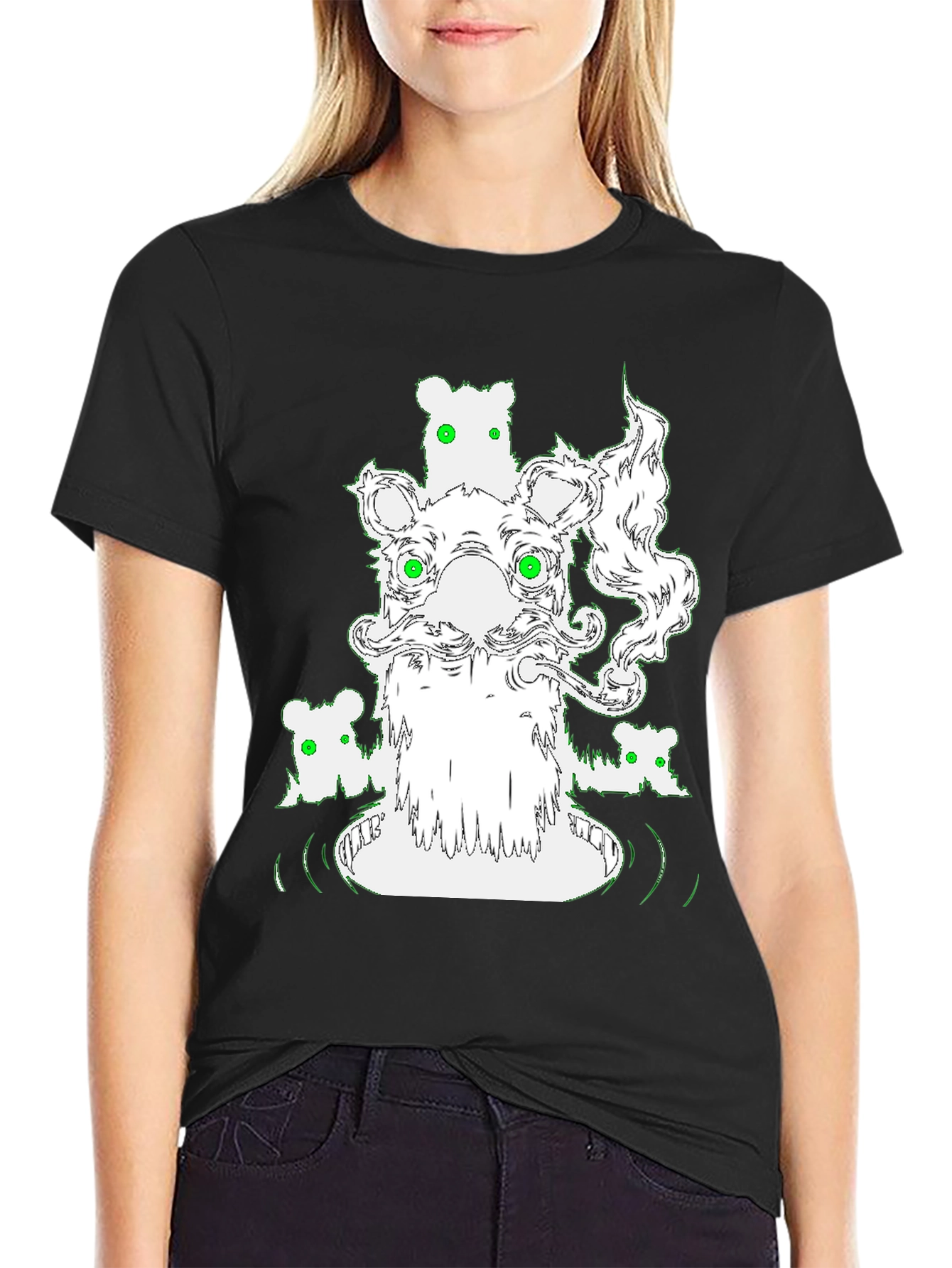 Cool Graphic Bear T-Shirt - Black Cotton Tee