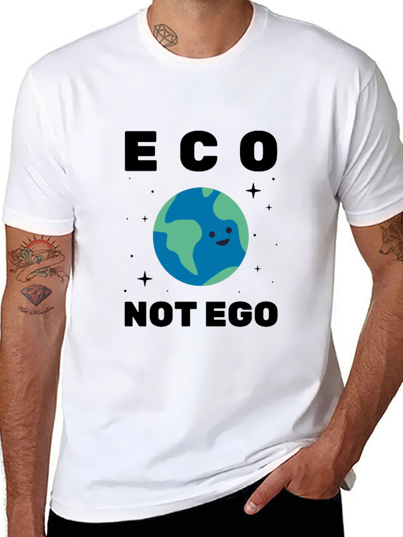 Eco Not Ego Graphic T-Shirt - Earth Friendly Design