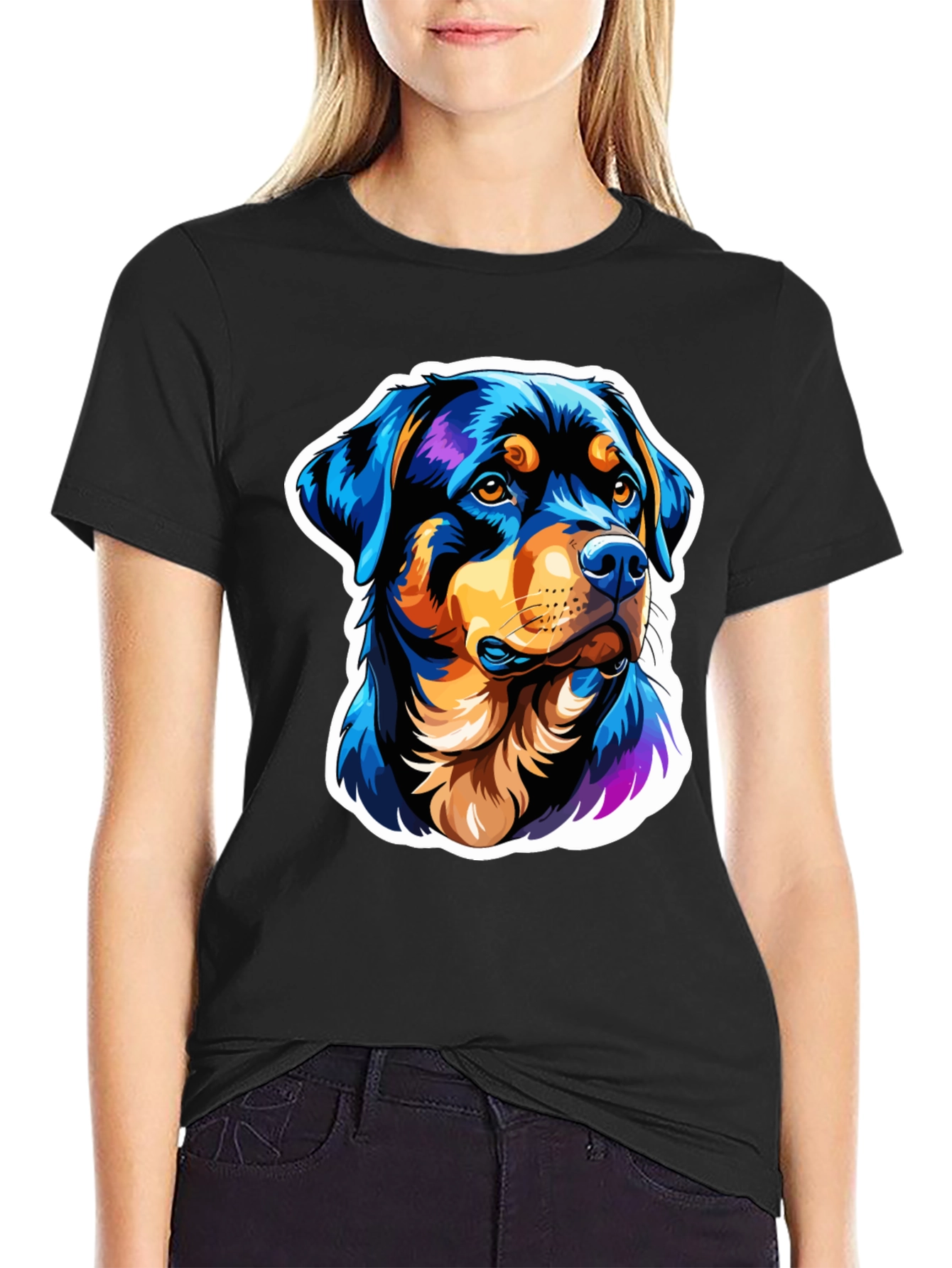 Rottweiler Dog Graphic Black T-Shirt