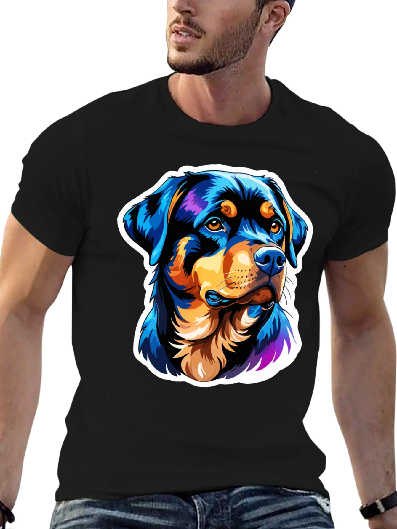 Rottweiler Dog Graphic Black T-Shirt