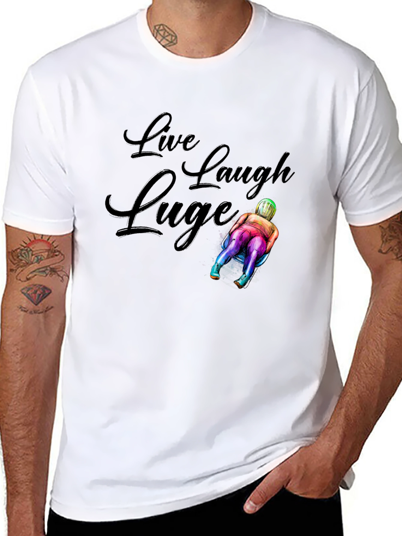 Live Laugh Luge T-Shirt - Black Graphic Tee
