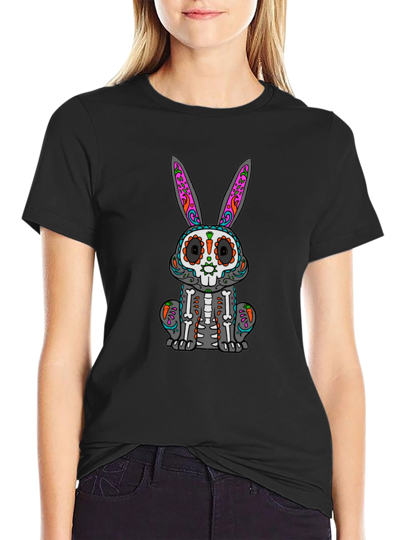 Sugar Skull Bunny T-Shirt - Day of the Dead
