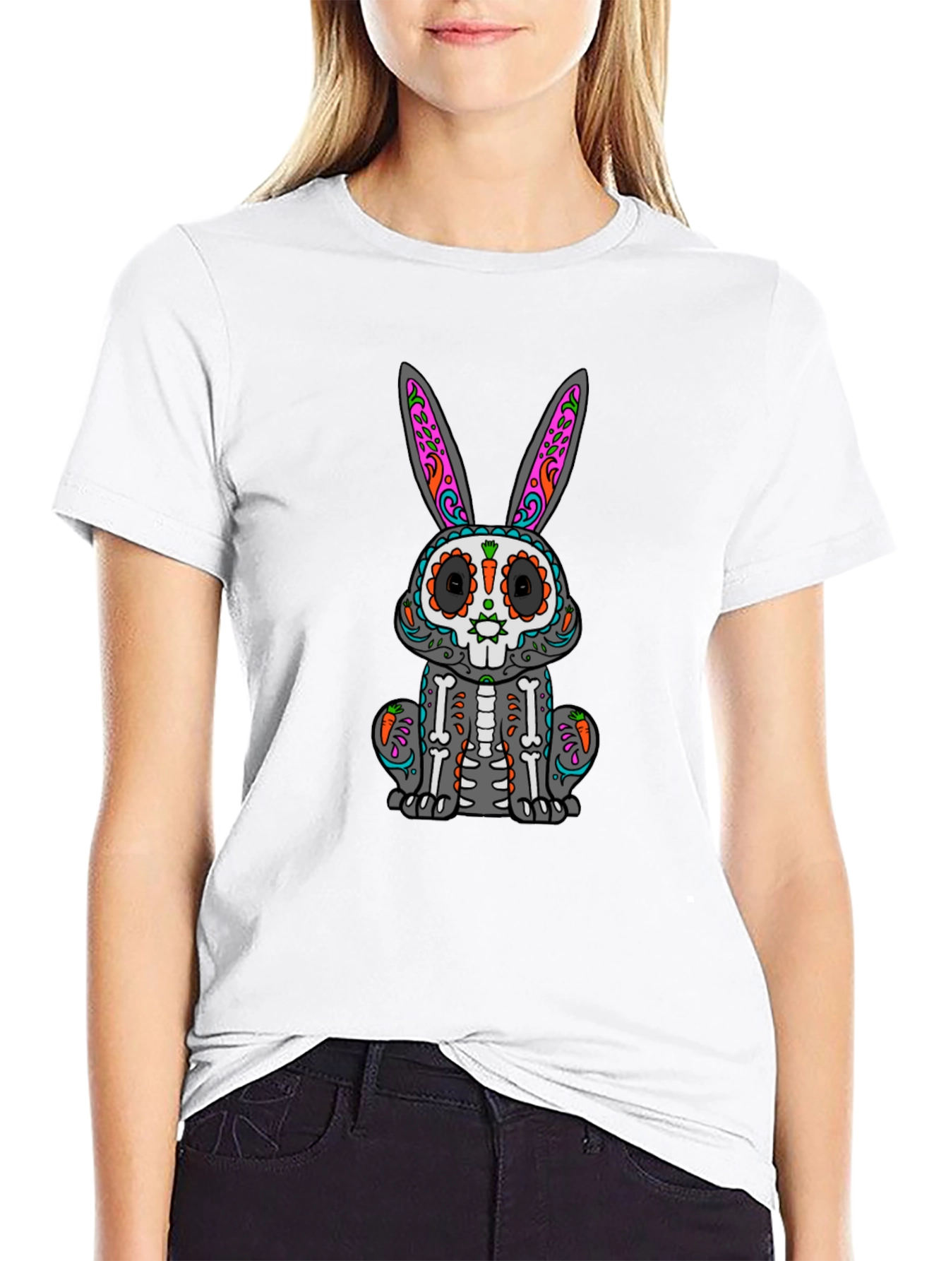 Sugar Skull Bunny T-Shirt - Day of the Dead