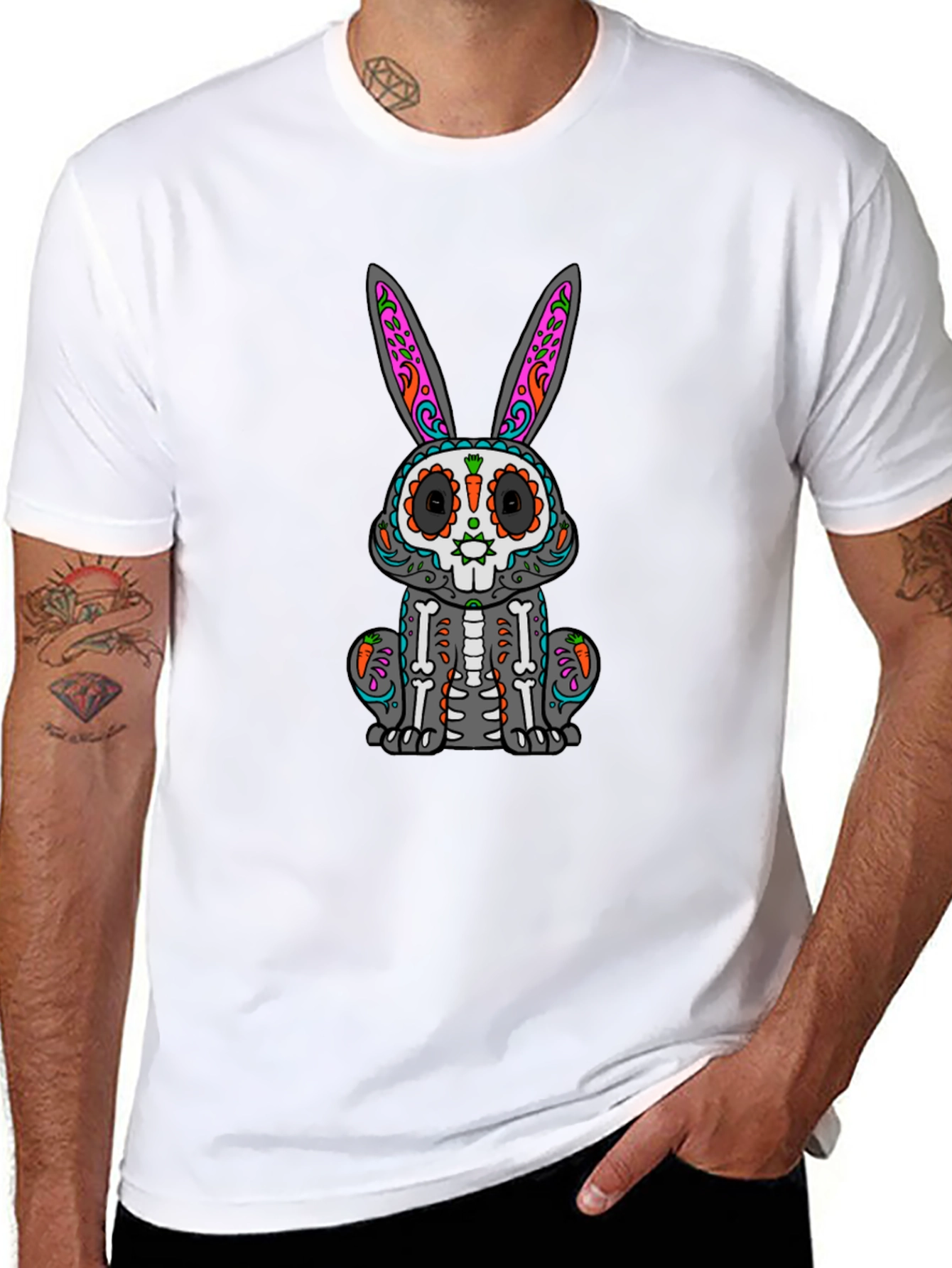 Sugar Skull Bunny T-Shirt - Day of the Dead