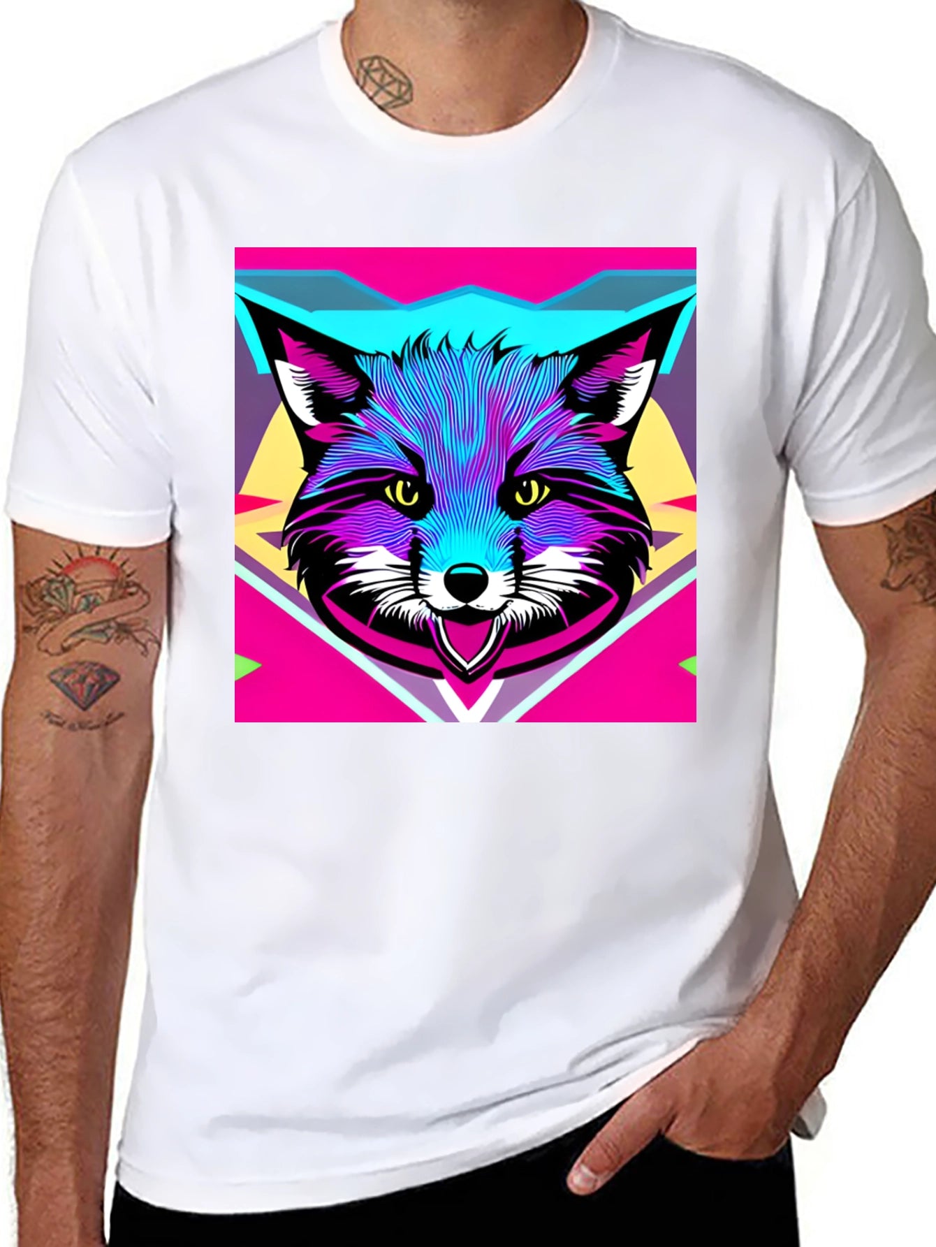Vibrant Fox Graphic T-Shirt - Unique Animal Design
