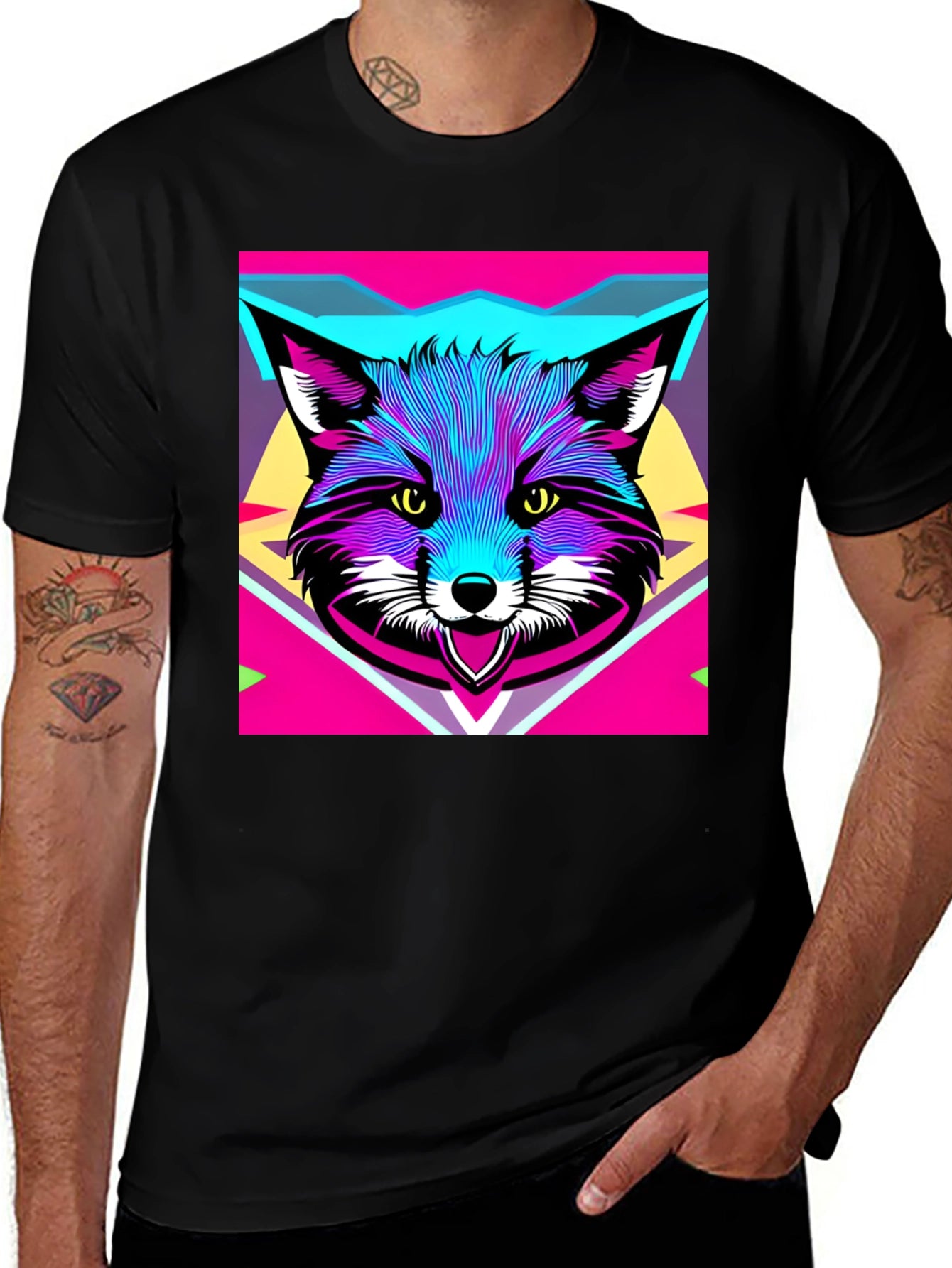 Vibrant Fox Graphic T-Shirt - Unique Animal Design