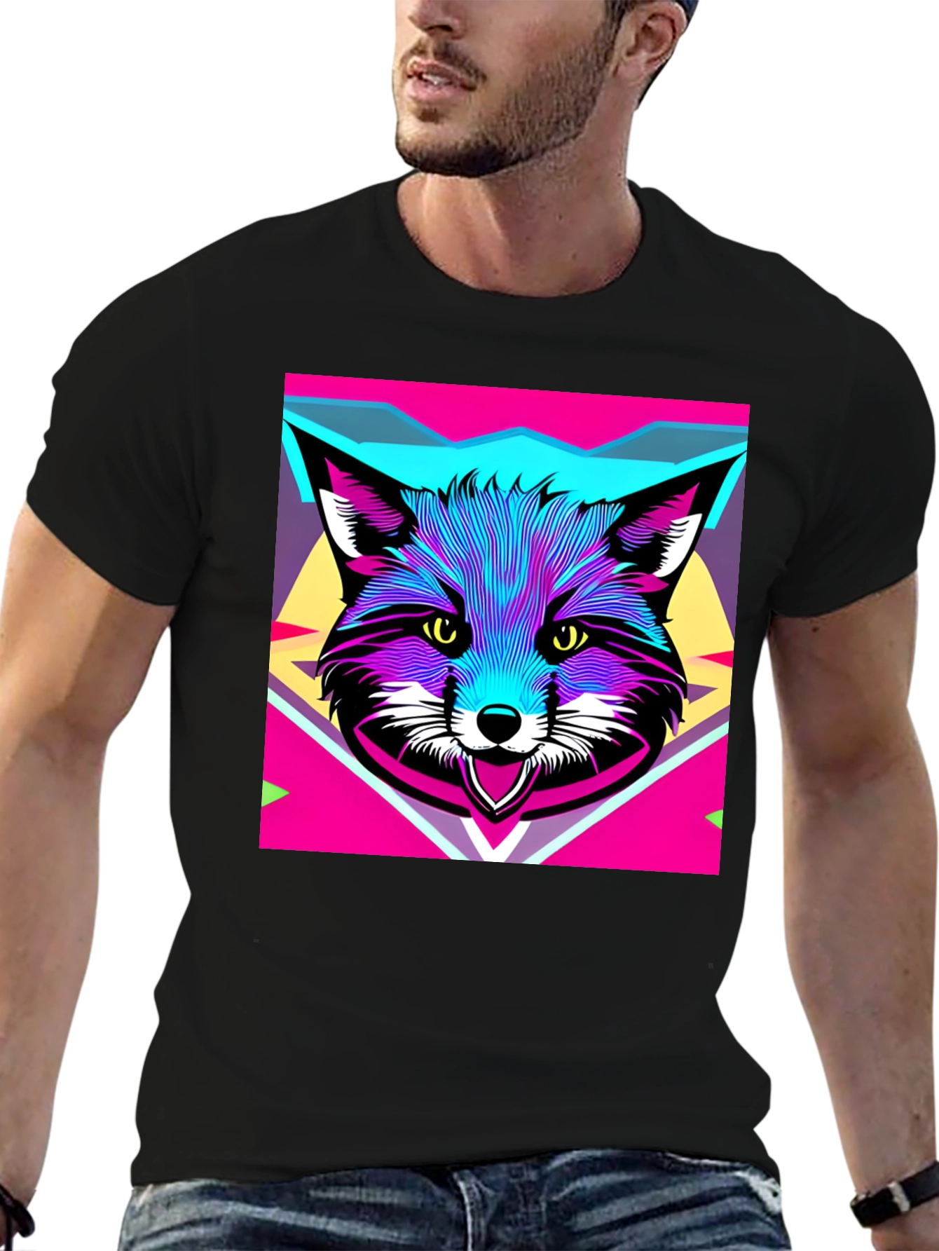 Vibrant Fox Graphic T-Shirt - Unique Animal Design