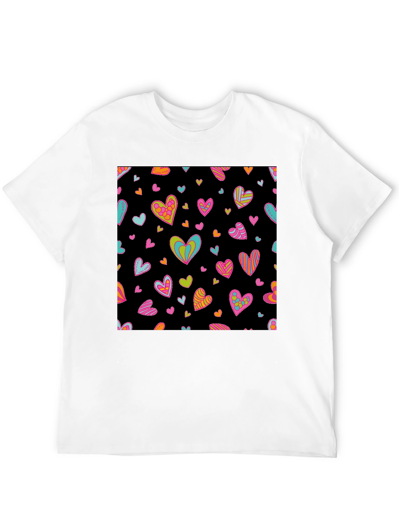 Groovy Heart Print Black T-Shirt