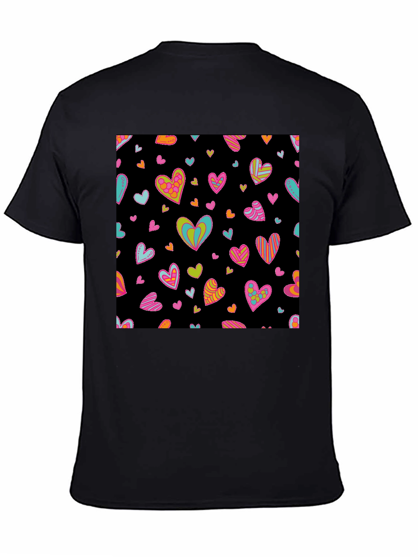 Groovy Heart Print Black T-Shirt