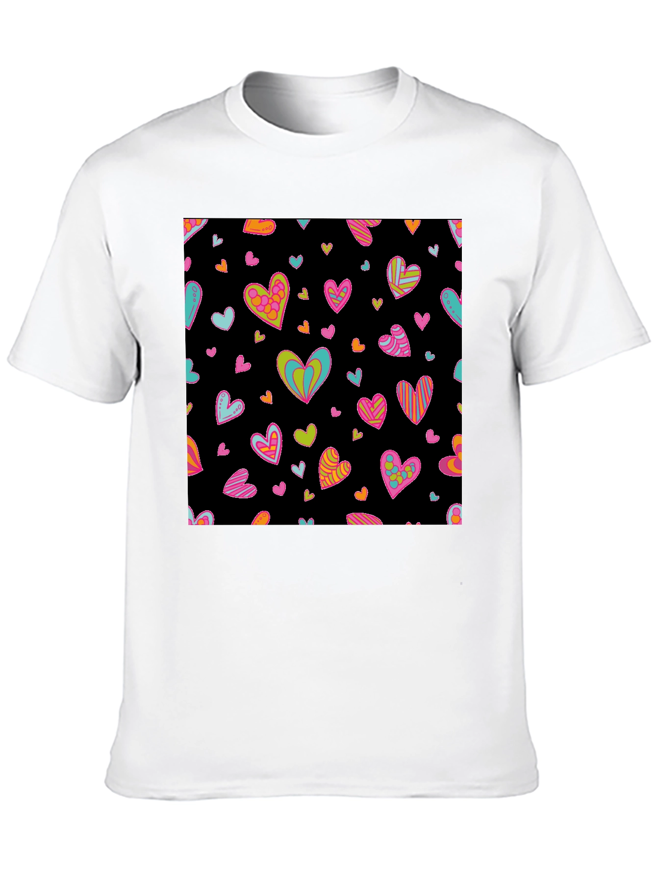 Groovy Heart Print Black T-Shirt