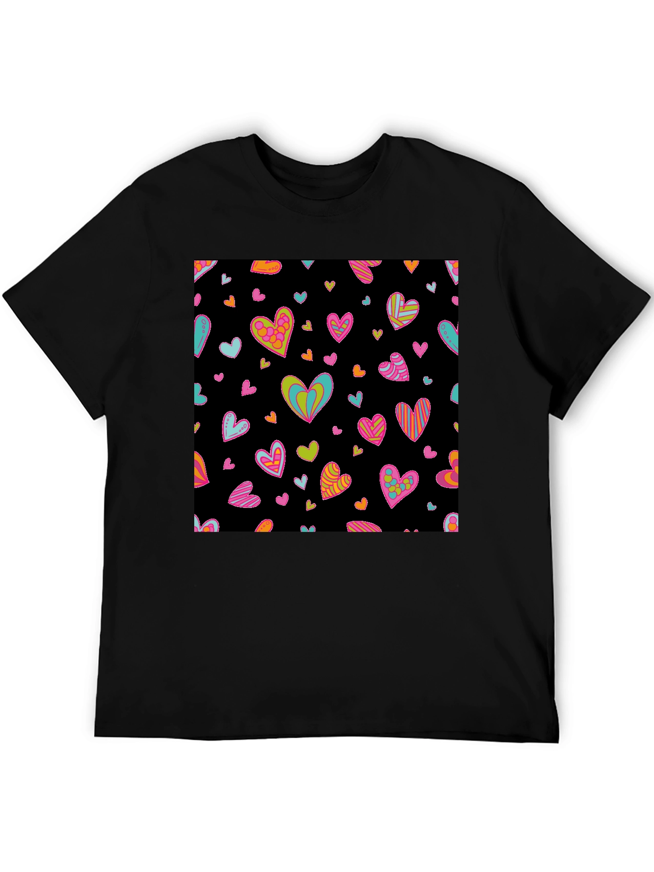 Groovy Heart Print Black T-Shirt