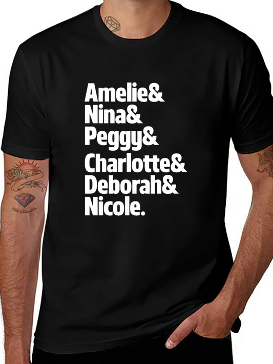 Amelie & Friends Black T-Shirt - Unique Womens Names Design