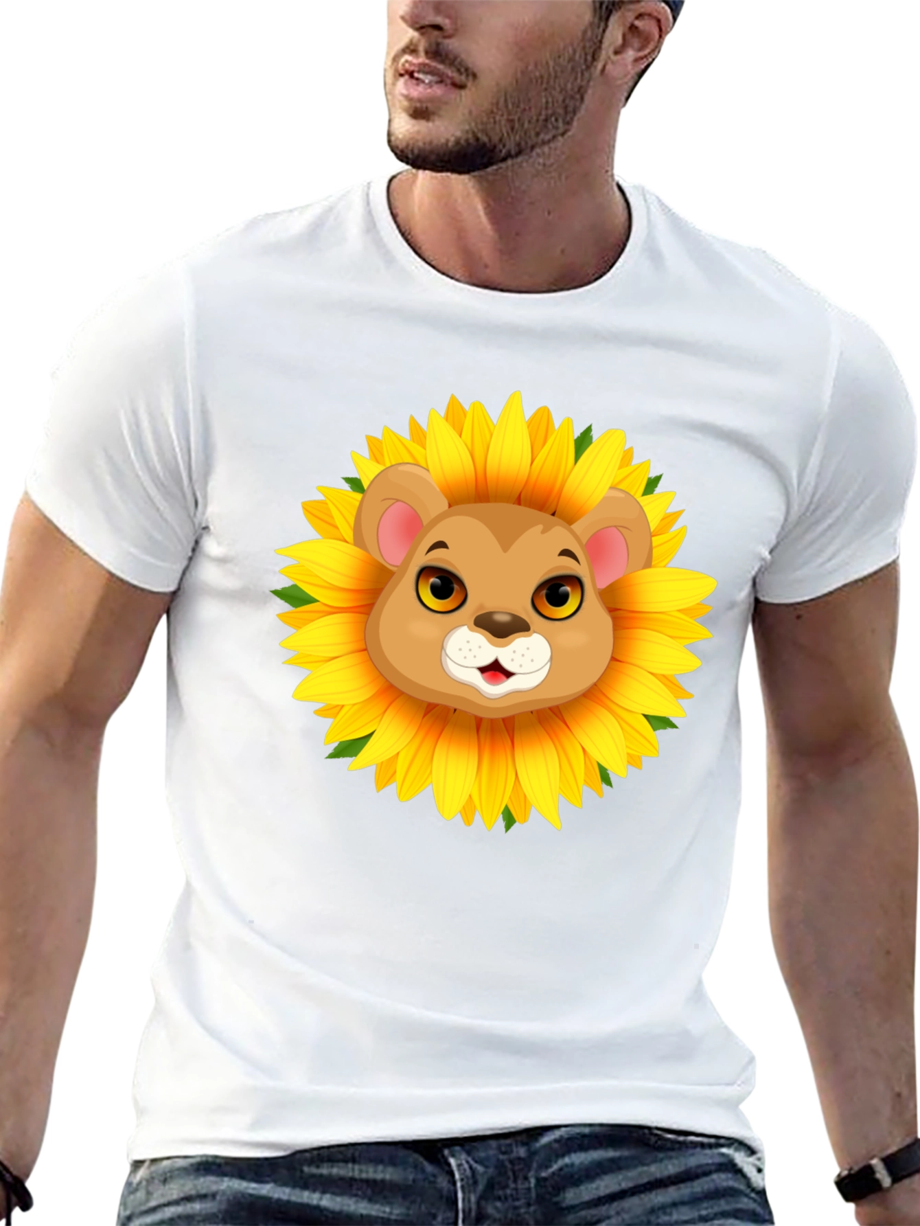 Lion Sunflower Graphic T-Shirt