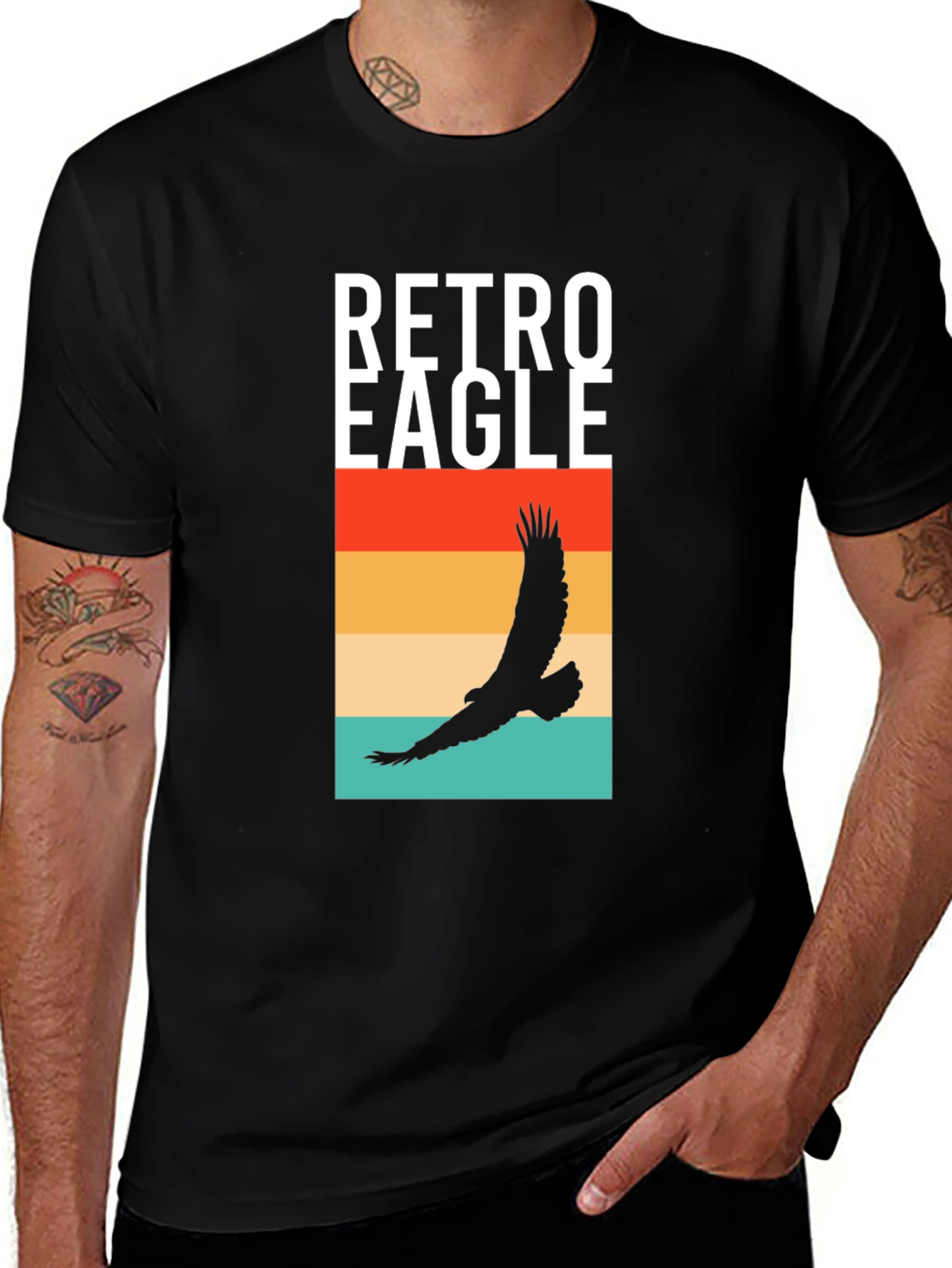 Retro Eagle Graphic T-Shirt - Black