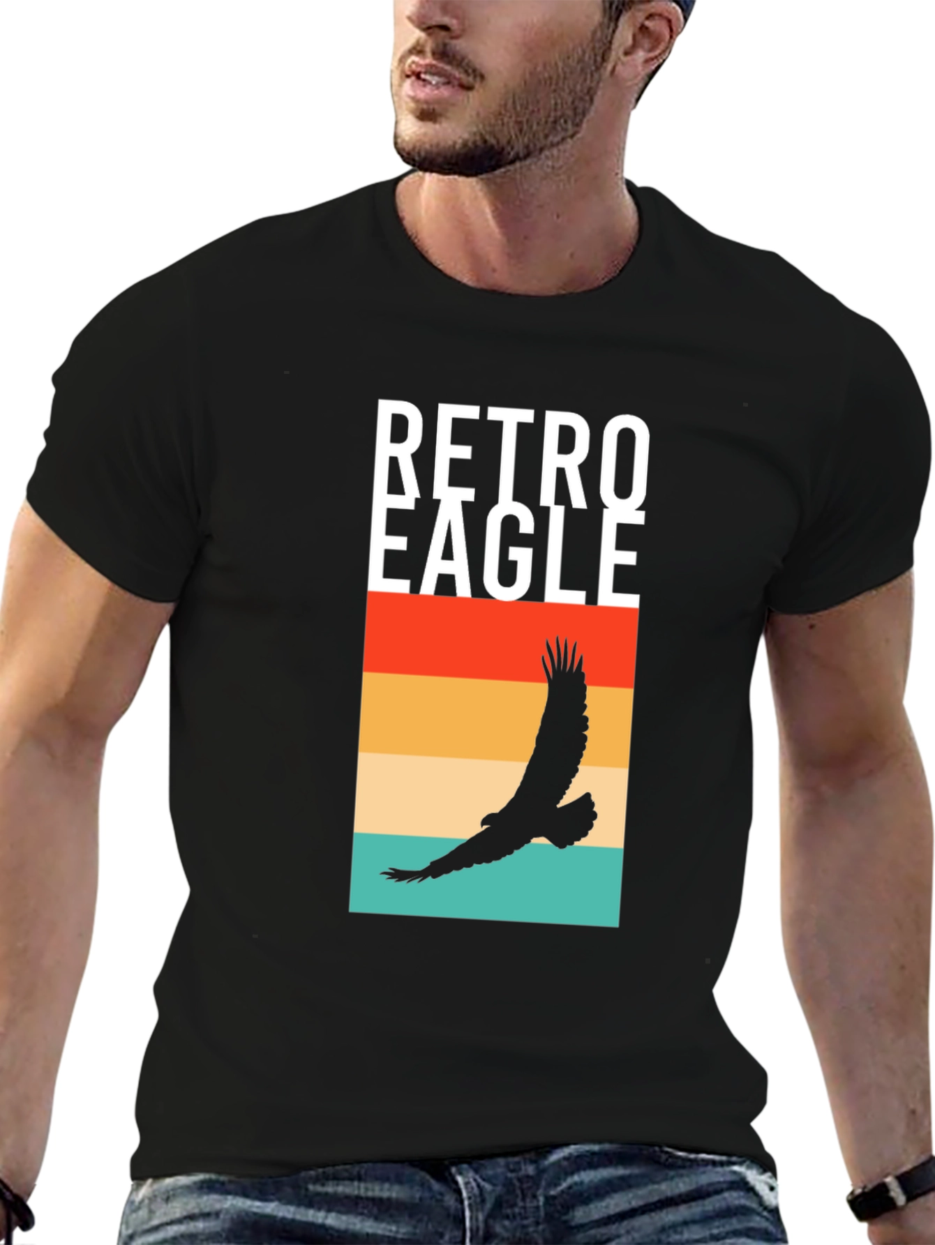 Retro Eagle Graphic T-Shirt - Black