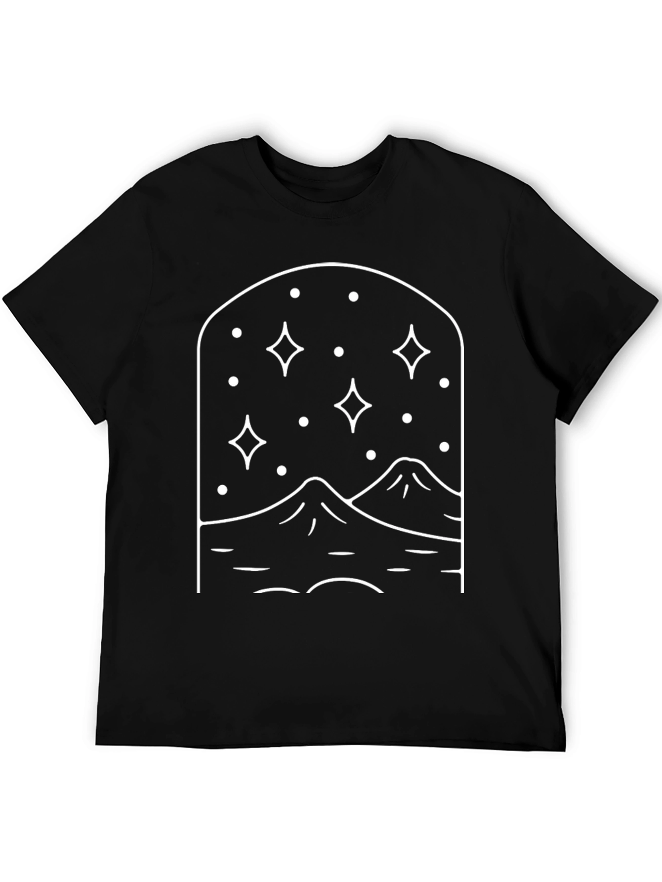 Night Sky Mountain Graphic Tee - Black