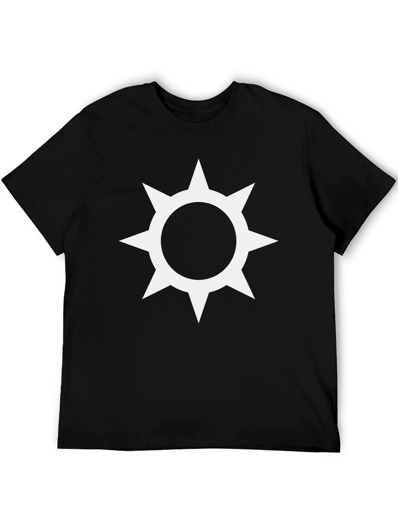 Black T-Shirt with White Starburst Graphic Print