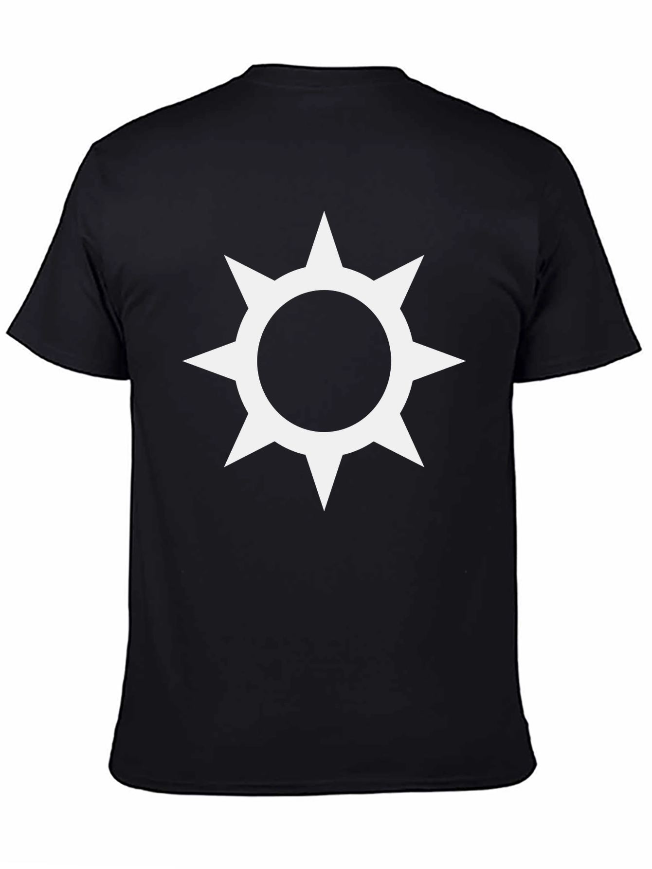 Black T-Shirt with White Starburst Graphic Print
