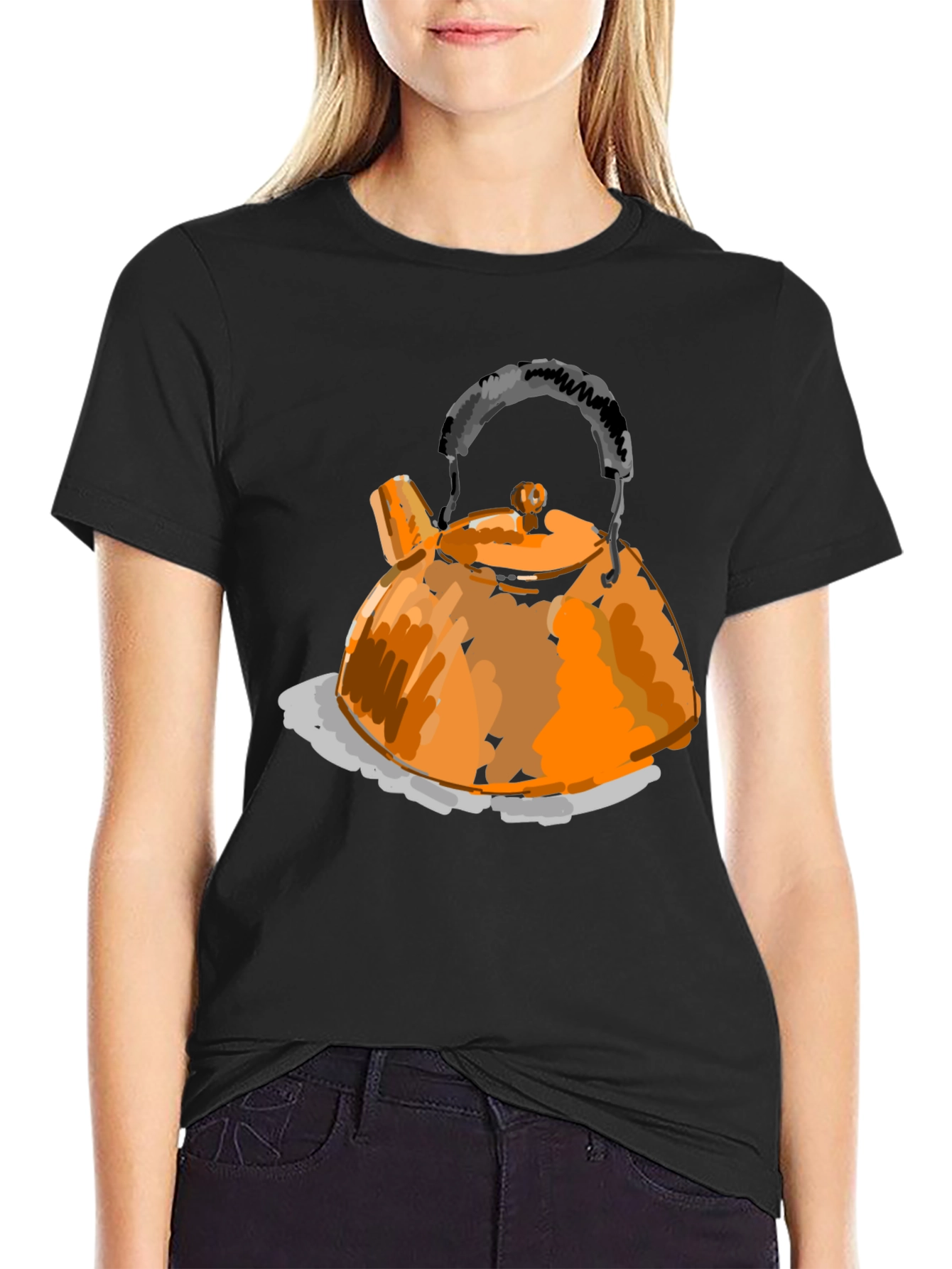 Orange Teapot Graphic T-Shirt