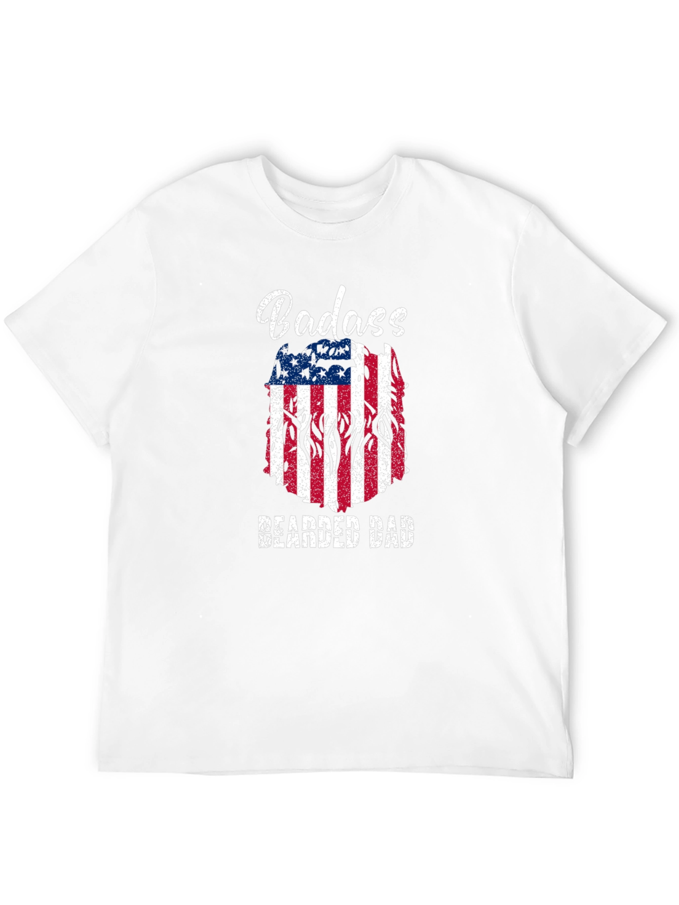 Badass Bearded Dad T-Shirt: Patriotic USA Flag Graphic