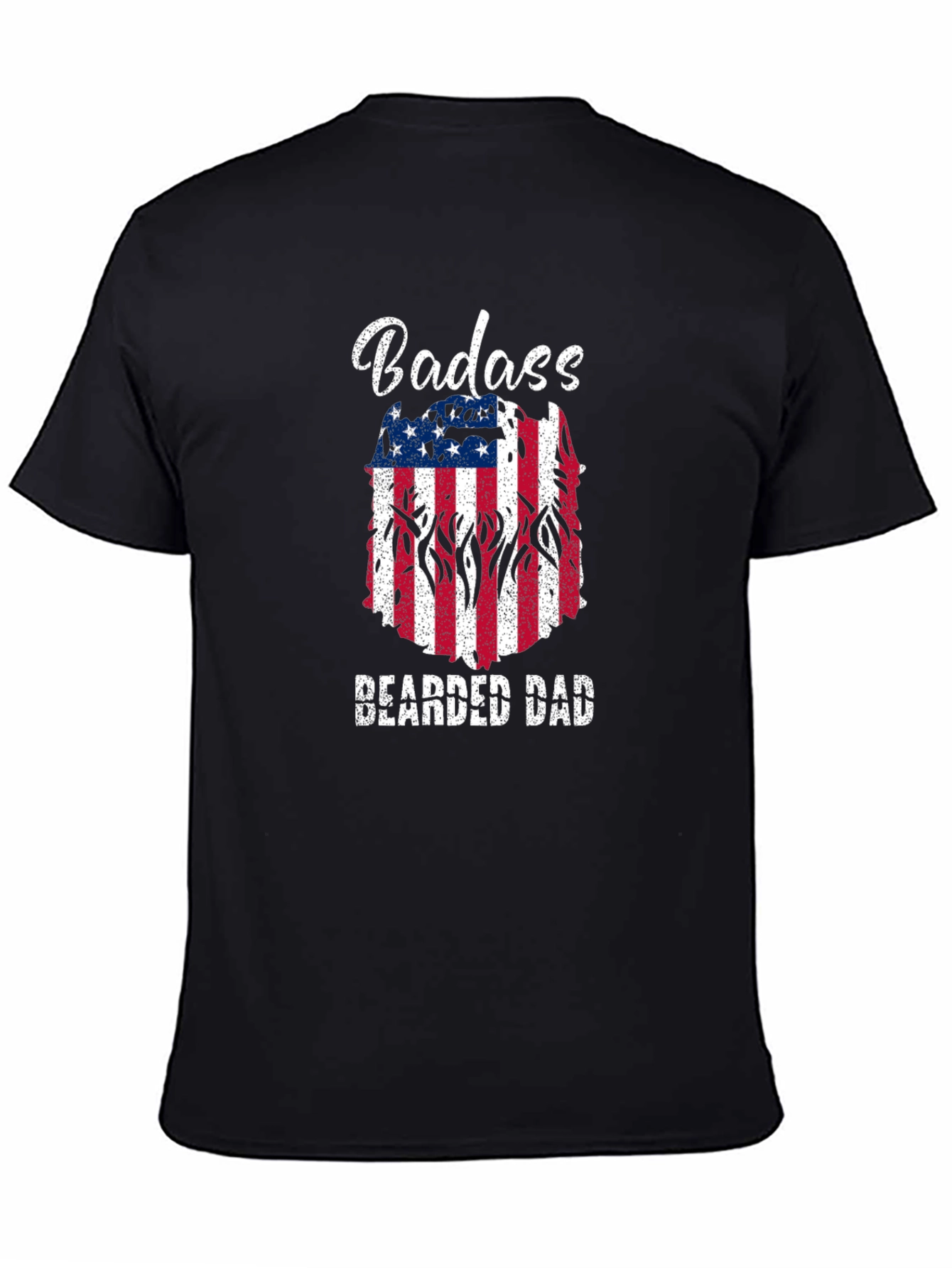 Badass Bearded Dad T-Shirt: Patriotic USA Flag Graphic