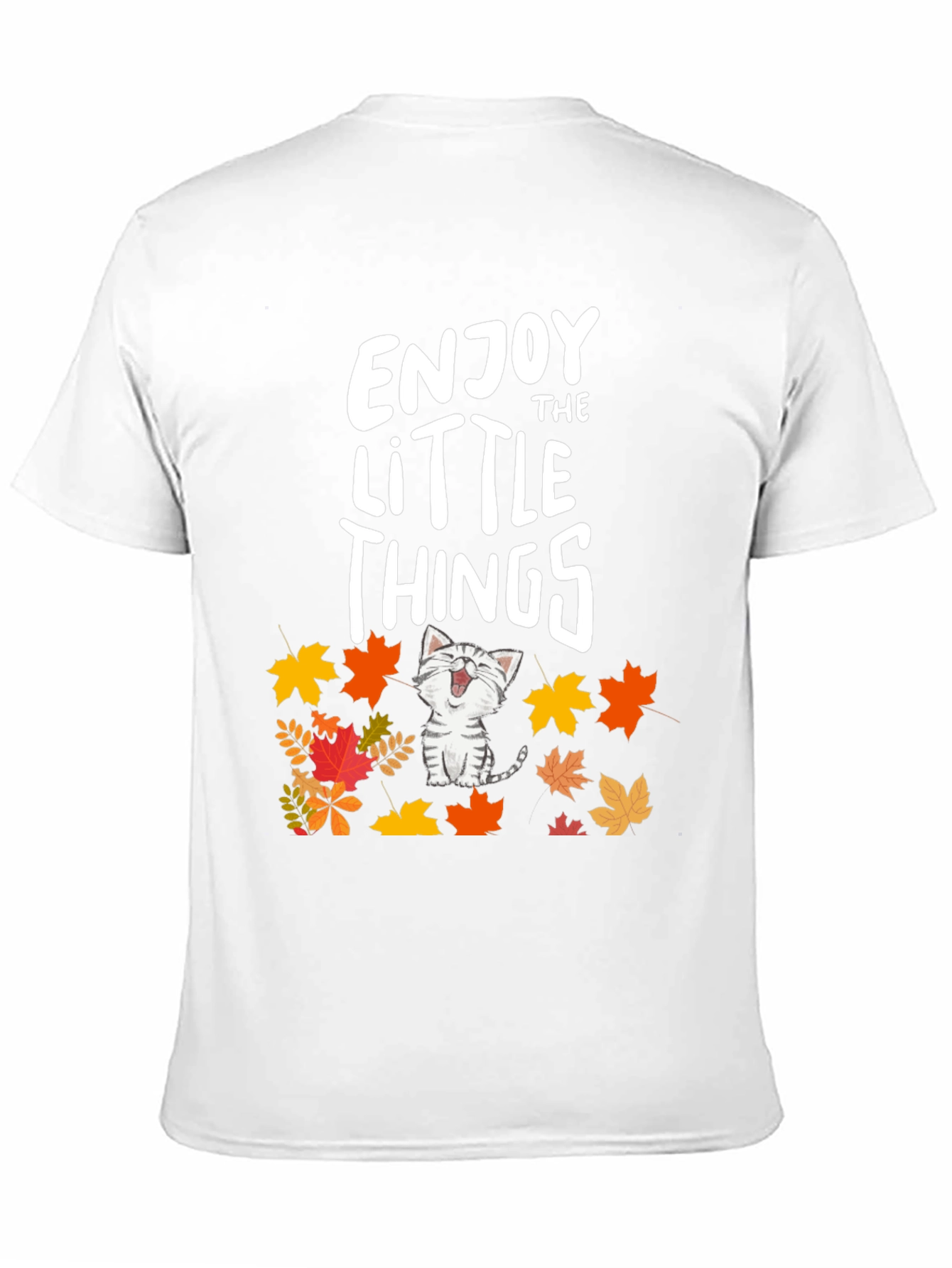 Enjoy the Little Things Cat Fall Leaves T-Shirt