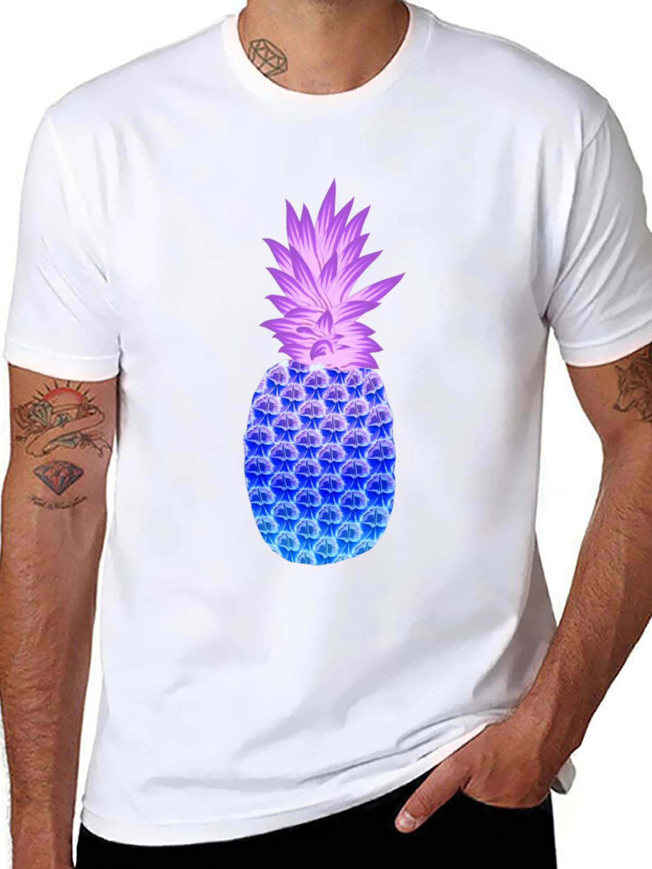 Neon Pineapple Graphic Tee - Modern Casual Style
