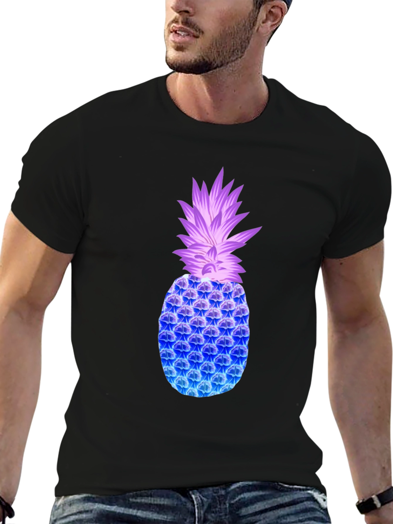 Neon Pineapple Graphic Tee - Modern Casual Style