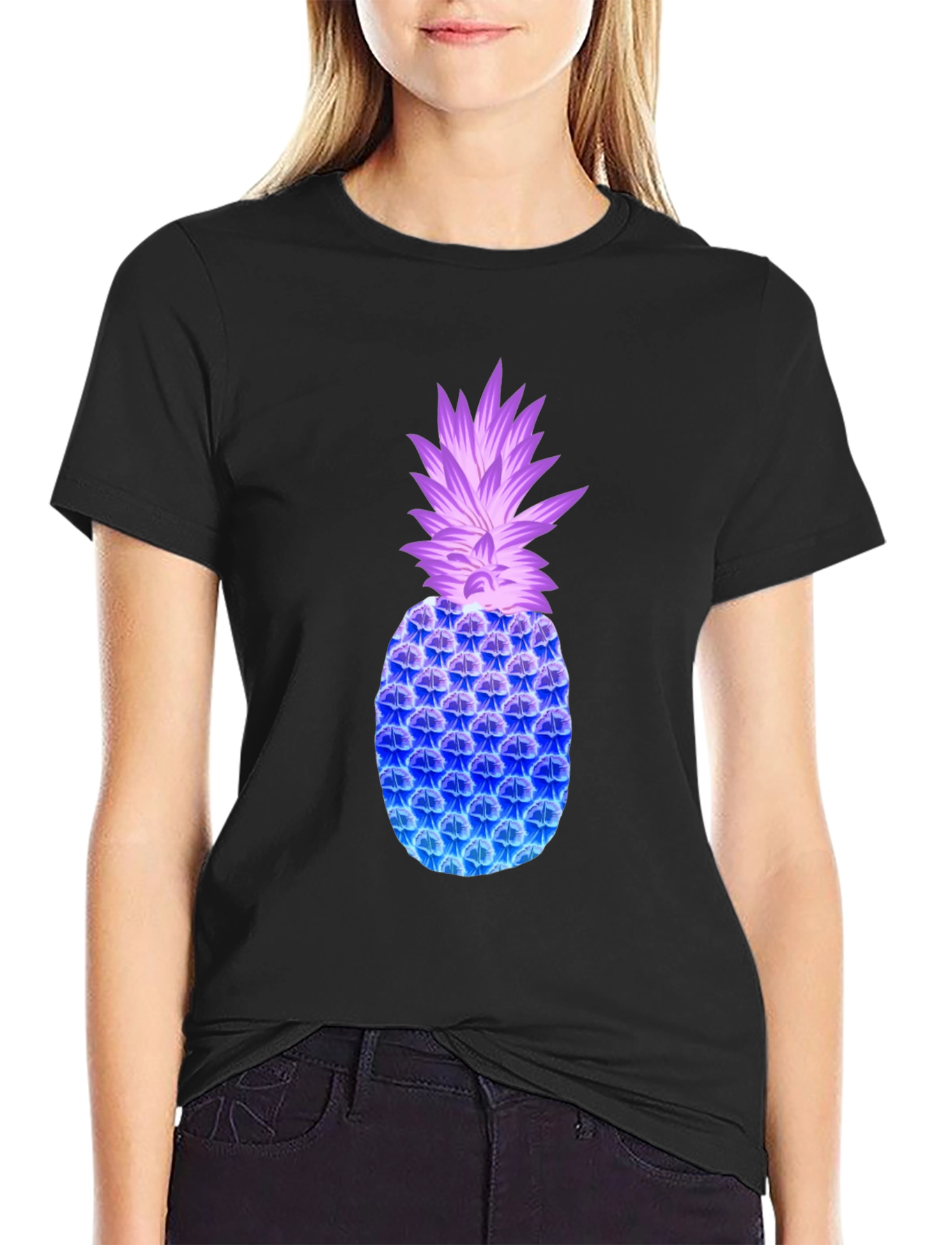 Neon Pineapple Graphic Tee - Modern Casual Style