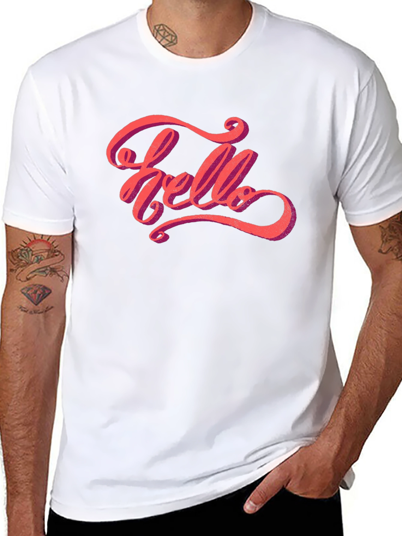 Hello Graphic Tee - Stylish Mens Black T-Shirt
