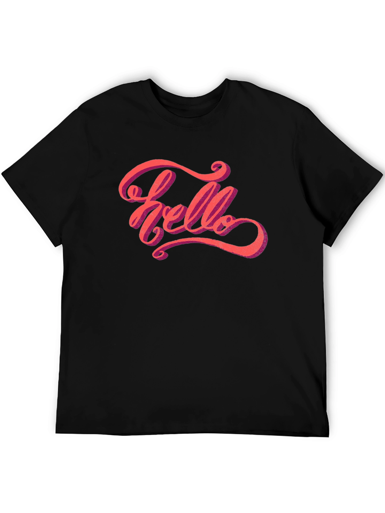 Hello Graphic Tee - Stylish Mens Black T-Shirt