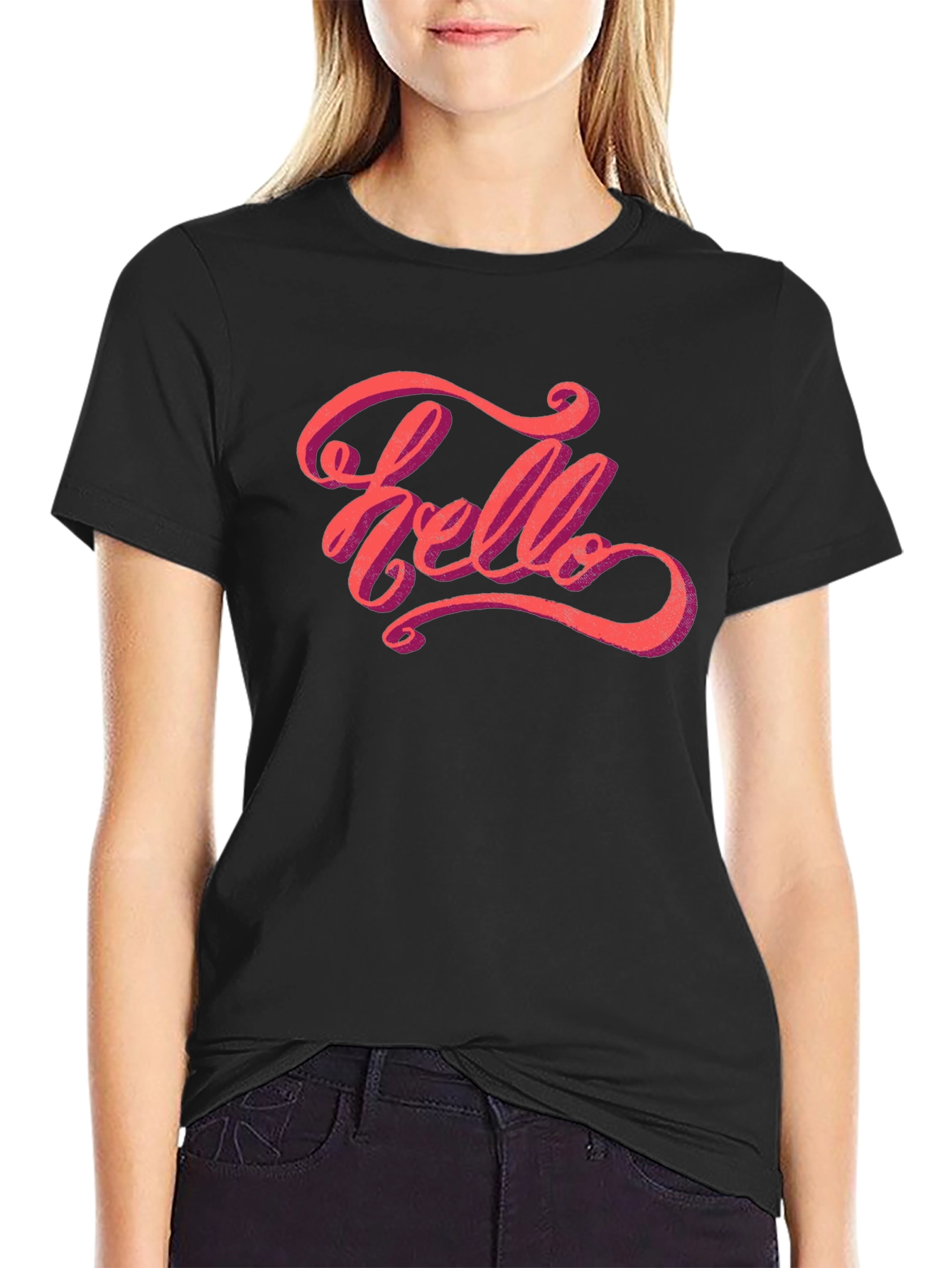 Hello Graphic Tee - Stylish Mens Black T-Shirt