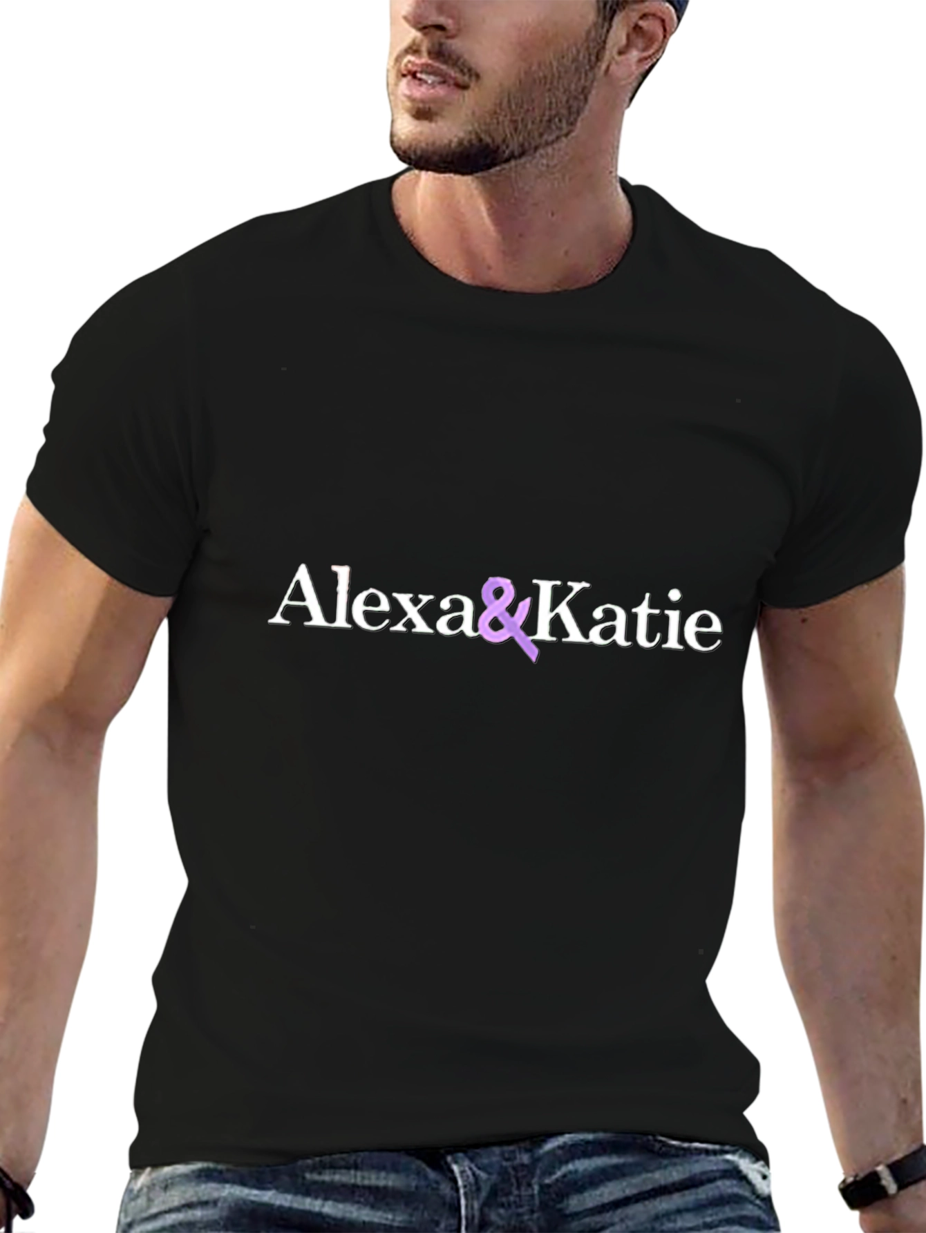 Alexa & Katie Graphic T-Shirt Black Cotton Blend