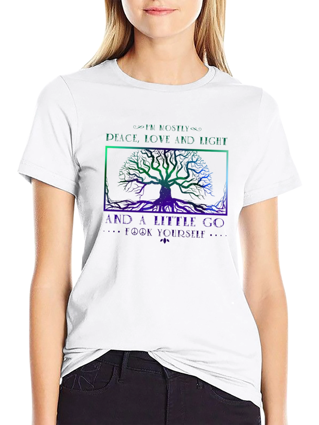 Peace Love Light T-Shirt - Graphic Tree Design
