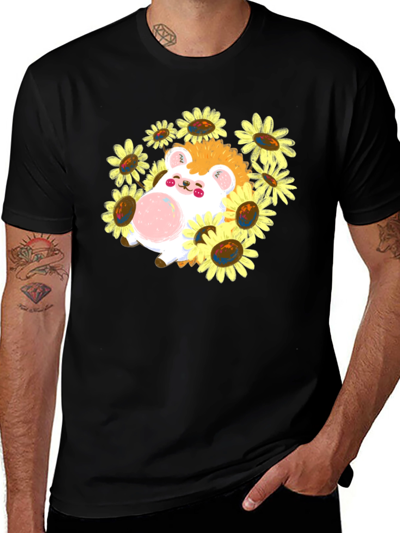 Cute Hedgehog Sunflower T-Shirt