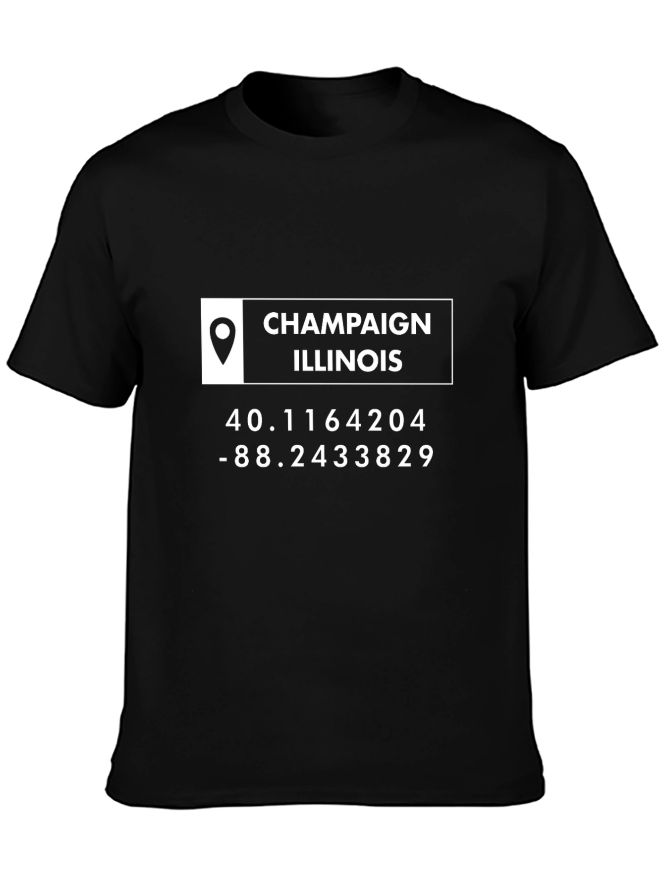 Champaign Illinois Coordinates T-Shirt - Black