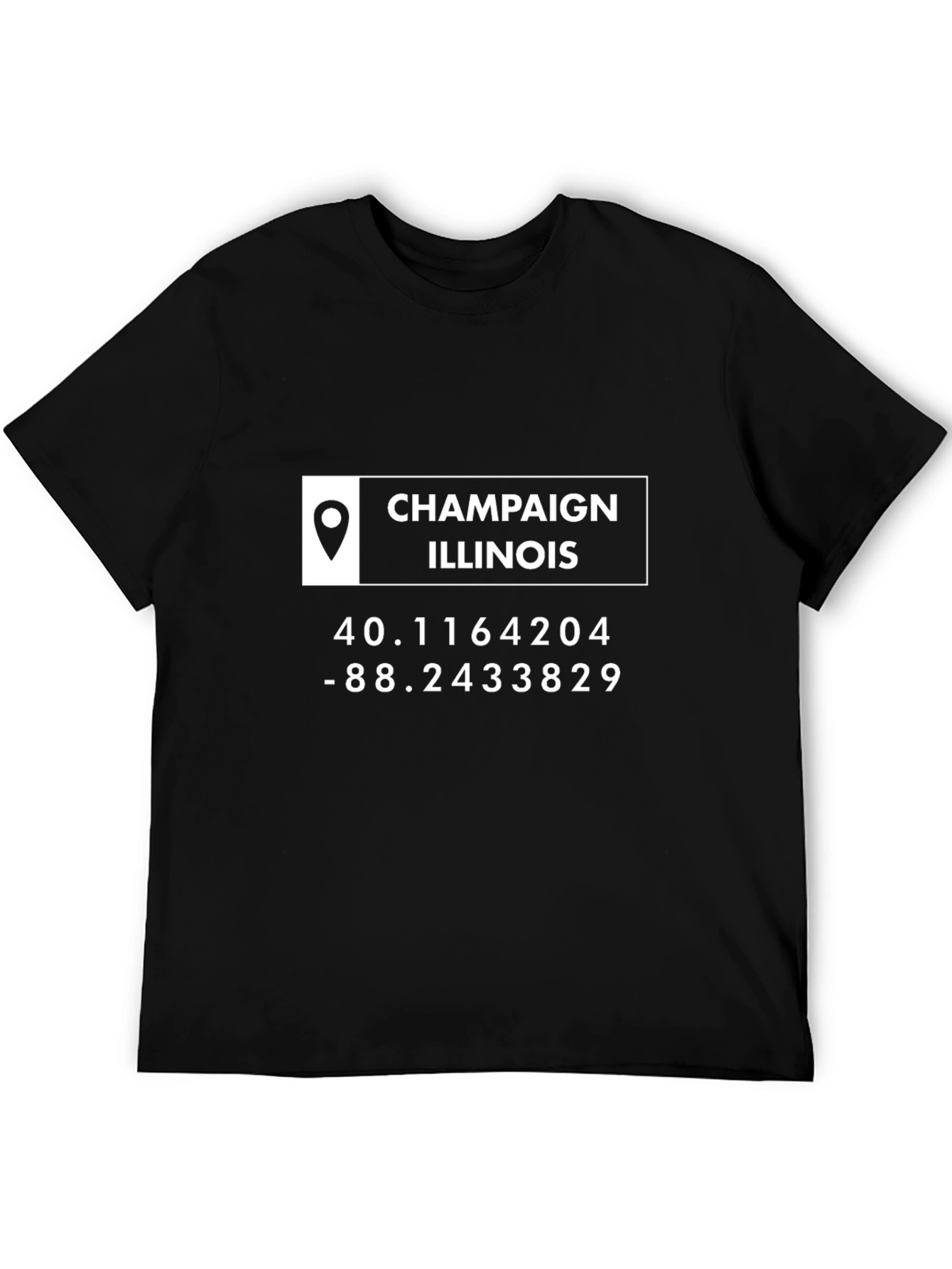 Champaign Illinois Coordinates T-Shirt - Black